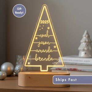Personalized Christmas Tree Night Light – Custom LED Holiday Lamp